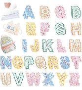 NICEVINYL Self-Adhesive Letter Patches for Bags: 52PCS Multicolor | Floral Fabric Varsity Letters...