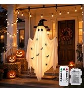 Halloween Decorations Outdoor - 5FT Large Swinging Ghost with Remote Control String Lights, Batte...