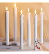 Eywamage White Dripping Wax Halloween Flameless Taper Candles with Remote, Realistic Flickering B...
