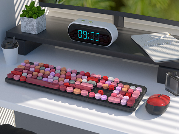 BLACK COLORFUL WIRELESS KEYBOARD AND MOUSE
