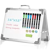Small Dry Erase White Board – TANKEE Magnetic Desktop Foldable Whiteboard Portable Mini Easel Dou...