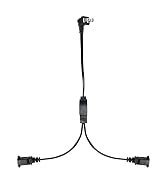 2 Prong Extension Cord 1 to 2 Y Splitter 1.64Ft/0.5meter,90 Degree Male/Female Power Cable Extens...