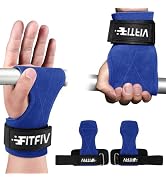 FITFIV Weight Lifting Wrist Strap, Double Leather Weightlifting Wrist Straps for Gym Strength Tra...