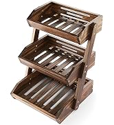 Nagawood 3-Tier Heavy Duty Acacia Wood Fruit Basket, 16 in, Walnut