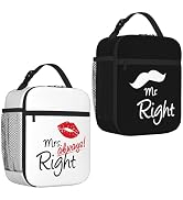 WOEMOZAP Mr Right and Mrs Always Right Lunch Bags Set – 2 Pack Insulated Couple Lunch Boxes for A...