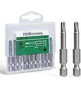 HitScrews 10Pcs T25 Torx Bits Magnetic Set, 2 Inch S2 Steel Star Screwdriver Bits with 1/4" Hex S...