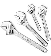 WORKPRO 4-piece Adjustable Wrench Set, Forged, Heat Treated, Chrome-plated (6-inch, 8-inch, 10-in...