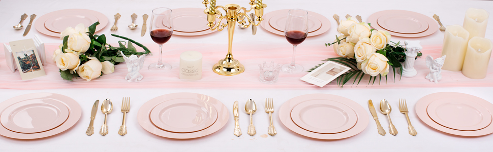 pink plates for party