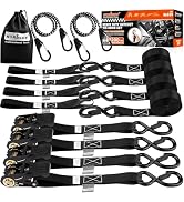HORUSDY Ratchet Straps Heavy Duty, Tie Down Straps Ratchet Set, 2200 LB Break Strength, Safety Lo...