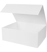 RayofSun White Gift Boxes with Magnetic Lids for Presents, Bridesmaid Proposal Box 13.7x9x4.3 inc...