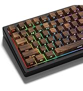 COSTOM PBT Keycaps, Custom Keyboard Keycaps 60 65 75 100 Percent, Retro Walnut Wooden Textures, S...