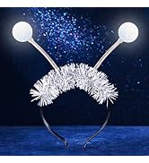 Sixexey Light Up Alien Antenna Headband LED Space Martian Head Band Halloween Costume Hair Access...