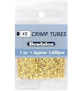 Beadalon Crimp Tubes, Size #2, Gold Color, 1 oz, Approx. 1,600 pc