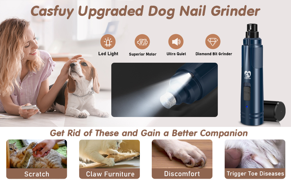 Casfuy dog nail grinder with a light - dark blue