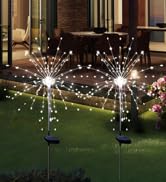 Solar Garden Firework Lights Outdoor Waterproof, 2 Pack Solar Powered Art Stake Twinkle Lighting ...