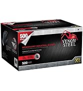 Venom Steel VEN6544 Nitrile Gloves, Rip Resistant Disposable Latex Free Black Gloves, 2 Layer Glo...