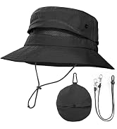 TXJ Sports Fishing Hat for Men Women, Foldable Sun Hat Breathable Bucket Hat UV Protection for Hi...