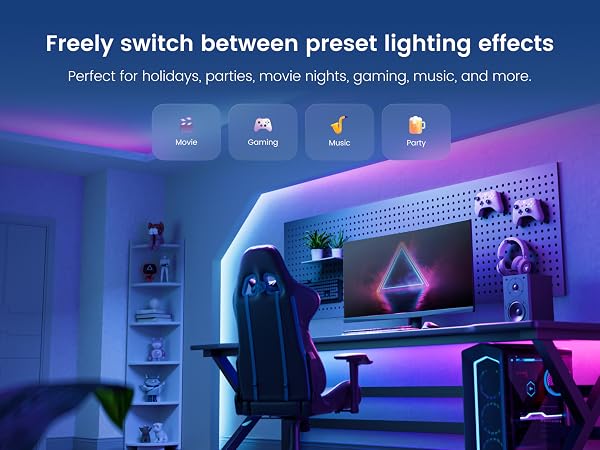 Smart RGBIC Light Strip for bedroom/ Livingroom/ Gaming Room/ Christmas
