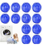 12Pcs Reusable Pet Hair Remover Balls for Laundry - Glirops Washing Machine Hair Catcher, Microfi...