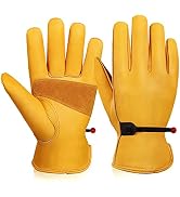 OZERO Leather Work Gloves for Men: Pack of 36 Pairs Large Cowhide Leather Working Gloves for Driv...