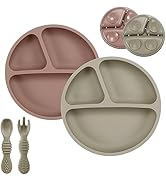 PandaEar Suction Plates for Baby Toddlers, Silicone Baby Plates with Suction, 2 Pack Toddler Plat...