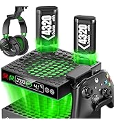 LVVIL AUTO Cooling Fan for Xbox Series X/S Console with 2 Packs 4320mWh Rechargeable Battery, Bui...