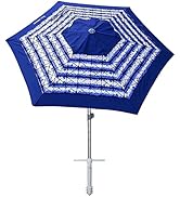 AMMSUN 8ft Large Beach Umbrellas for Sand Heavy Huty Wind Portable Commercial Grade Patio Beach U...