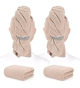 BEoffer 2 Pack Microfiber Hair Towel - 41 x 24 inches Super Soft, Absorbent, Fast Drying Without ...