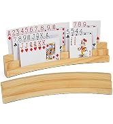 LotFancy Playing Card Holders for Kids Adults Seniors, Set of 2, 3 Tiers, Hands Free Curved Woode...