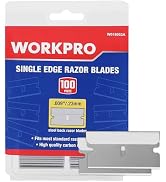 WORKPRO 100-Pack Single Razor Edge Blades, Industrial Scraper Razor Blades, High Carbon Steel One...