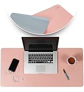 Desk Mat Pink & Blue 17x36 - Computer, Laptop, Keyboard & Mouse Pad Organizer - Leather Cover Off...