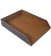 KINGFOM PU Leather Collection Letter Tray, Document Desk Organizer, Letter Size (1 tray-brown)