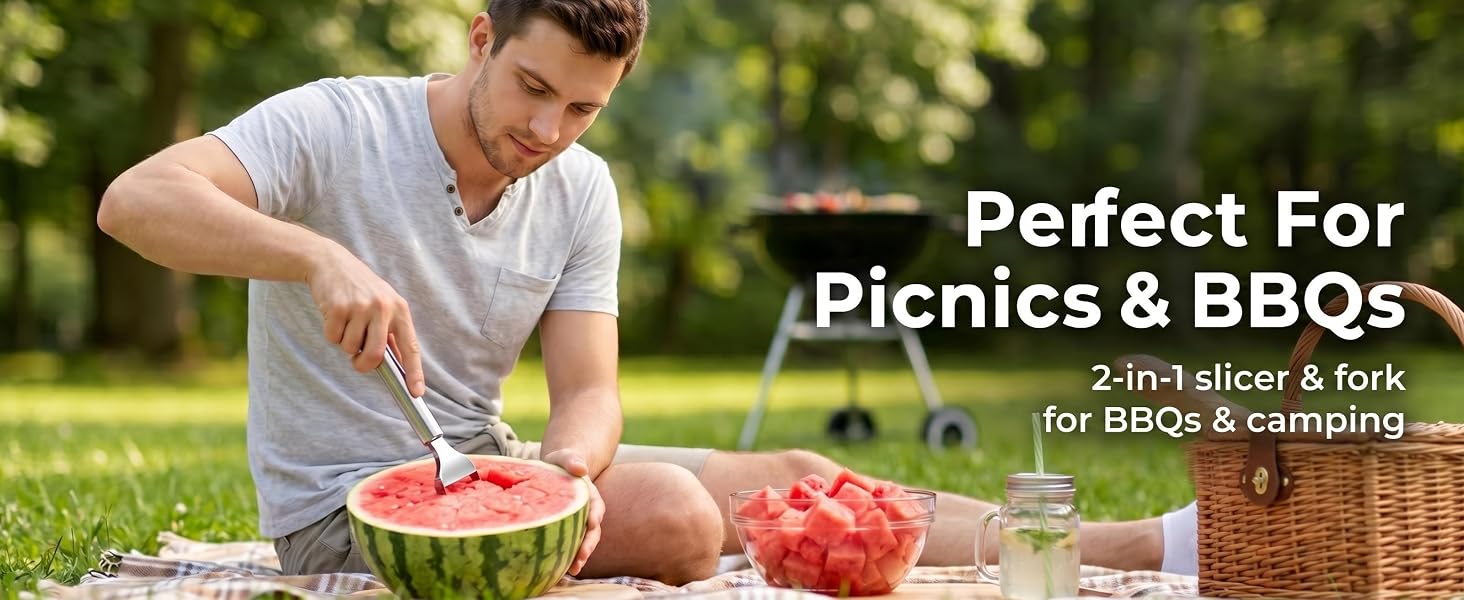 Built-in fork for clean serving. Lightweight for parties & picnics.