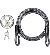DELSWIN Disc Padlock with Cable - Stainless Steel Discus Lock,3/8-Inch Shackle and 6 Ft Security ...