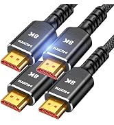 Highwings 8K 10K HDMI 2.1 Cable 6.6FT/2M 2-Pack, Certified Ultra High Speed HDMI Cable Braided Co...