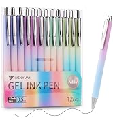 WY WENYUAN Gel Pens, 12 pcs Black Ink Pens Fine Point Smooth Writing Pens, Pastel Pens for Journa...
