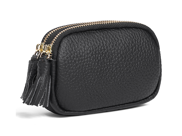 SENDEFN Coin Purse Keychain Small Leather Women Wallet 2 Zippers
