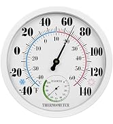 10 Inch Indoor Outdoor Thermometer Hygrometer Combo, Large Dial Analog Temperature Humidity Gauge...