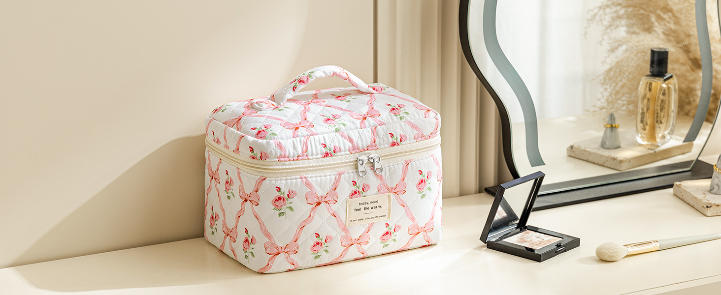 Cute Floral Coquette Cosmetic Bags Toiletry Bags for Women Girls