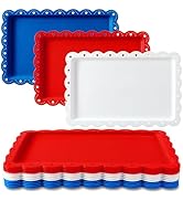 AnyDesign 12Pcs Patriotic Plastic Serving Tray Red Blue White Rectangle Serving Dish 4th of July ...