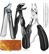 Toenail Clippers for Thick Toenails for Seniors 6PCS | Angled Head Large Toe Nail Clippers for Me...