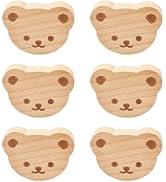 MOROBOR 6PCS Bear Shaped Wooden Knobs Single Hole Beech Wood Handles Wood Cupboard Cabinet Handle...
