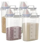 5.5 Lbs Rice Airtight Dry Food Storage Container Set of 4, Rice Storage Bin Cereal Containers Dis...