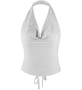 Women Sparkly Halter Crop Top Sexy V Neck Tank Cami Top Stylish Sequin Backless Party Clubwear Ou...