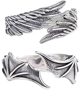 Beaupretty 2 Pieces Retro Adjustable Ring Angle Wing Adjustable Ring Bat Wing Open Ring Halloween...
