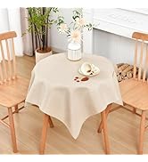Wolkemer Farmhouse Faux Linen Square Tablecloth 36 x 36 Inch - Water Resistant Table Cloth Washab...