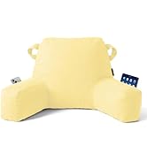 Unisakey Portable Comfy Reading Pillows for Bed Sitting Up(Yellow Oeko-Tex), Velvet Back Pillow w...