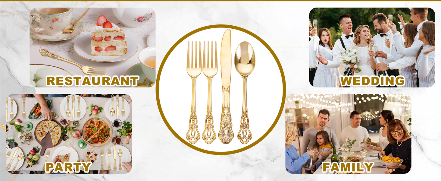 Gold plastic silverware