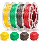 MarsWork Pre-Dried PLA Basic 4x250g Bundle with Spool for Bambu Lab 3D Printers, Multicolor 1.75m...