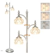 JUNNAI Brushed Nickel Floor Lamp 66.5'' Tall Standing Lamp Dimmable Tree Floor Lamps with 3 LED L...